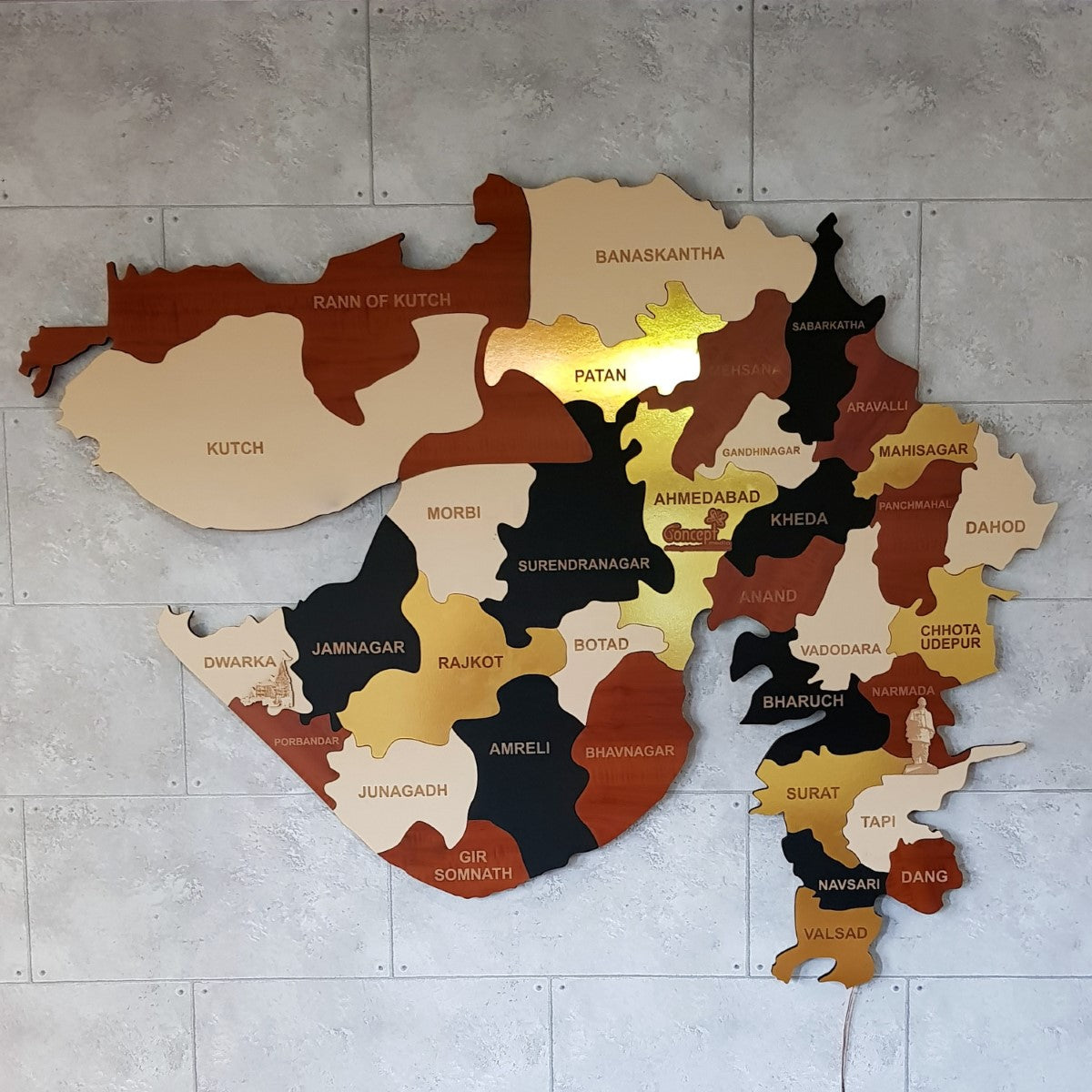 Exclusive Multicolored Gujarat Map