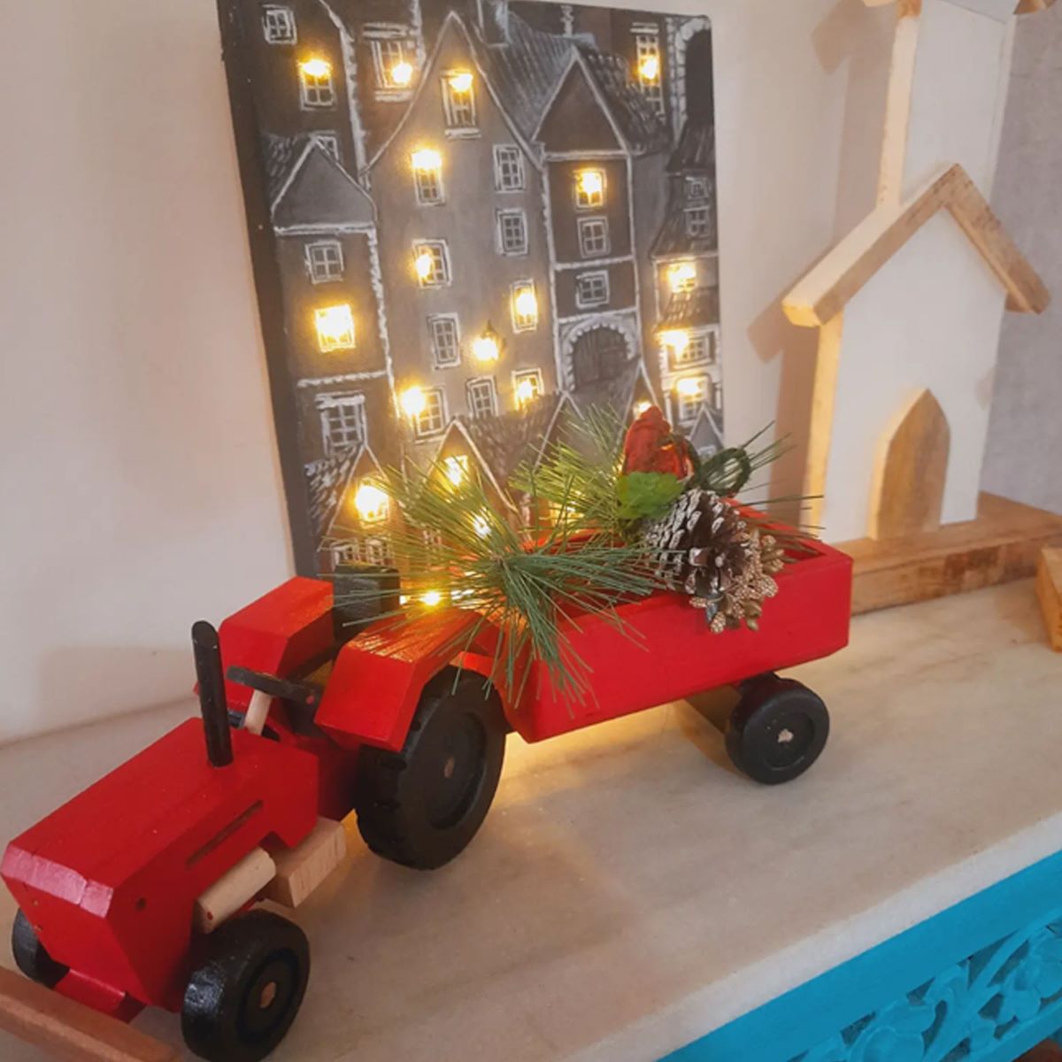 Red Christmas Tractor - Handmade