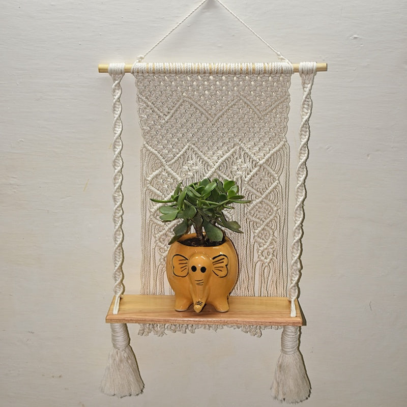 Handcrafted Macrame Floating Shelf