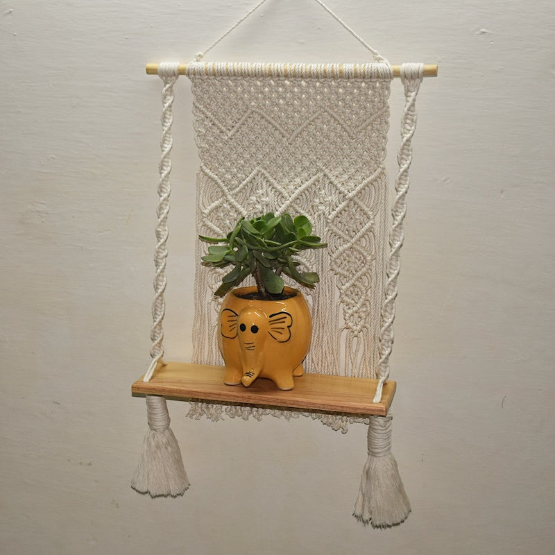 Handcrafted Macrame Floating Shelf