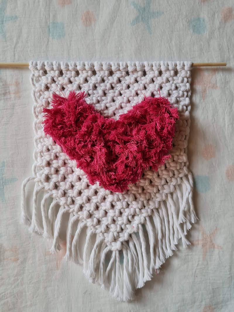 Macrame Fluffy Heart Wall Hanging