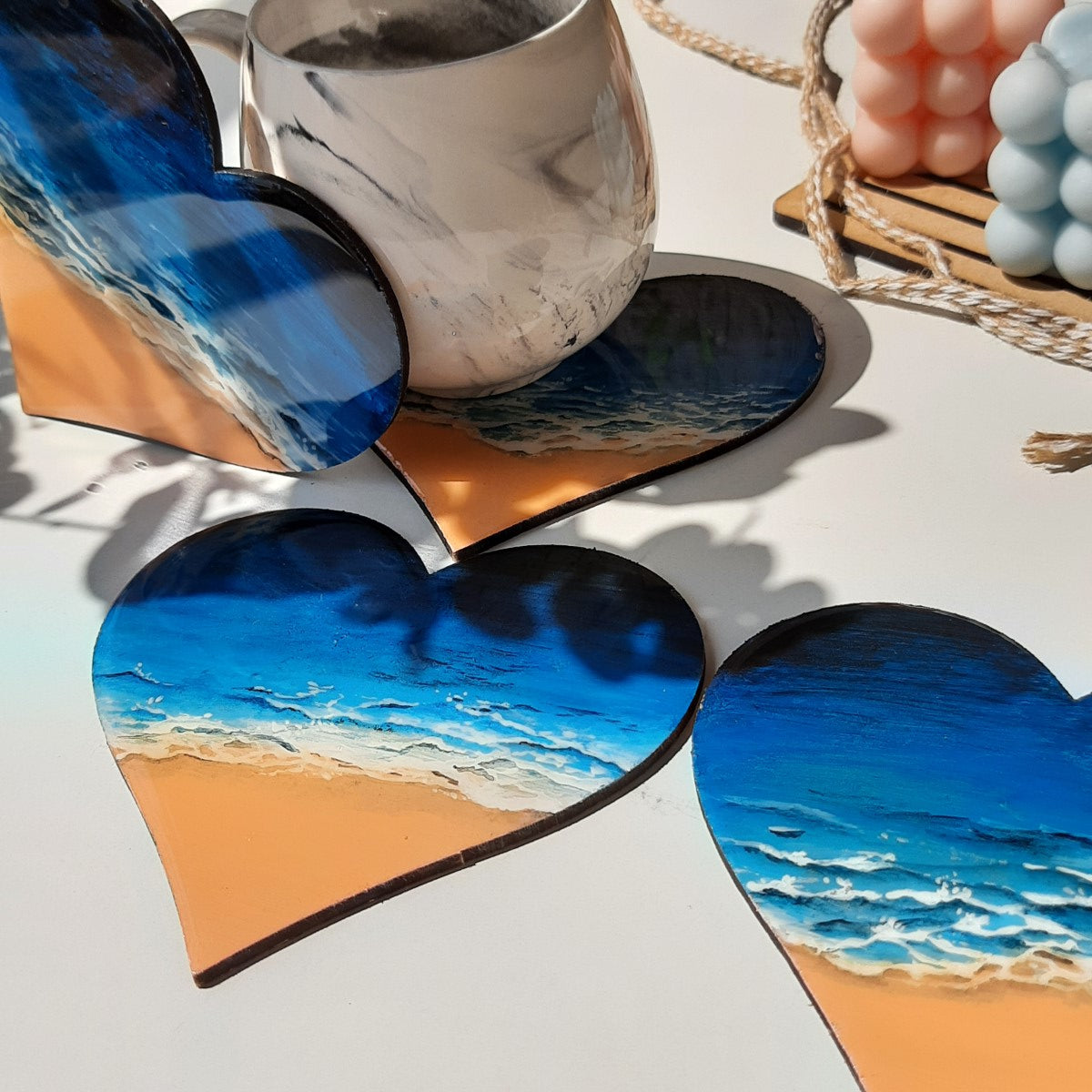 Heart Shaped Island Coasters (Set of 4)