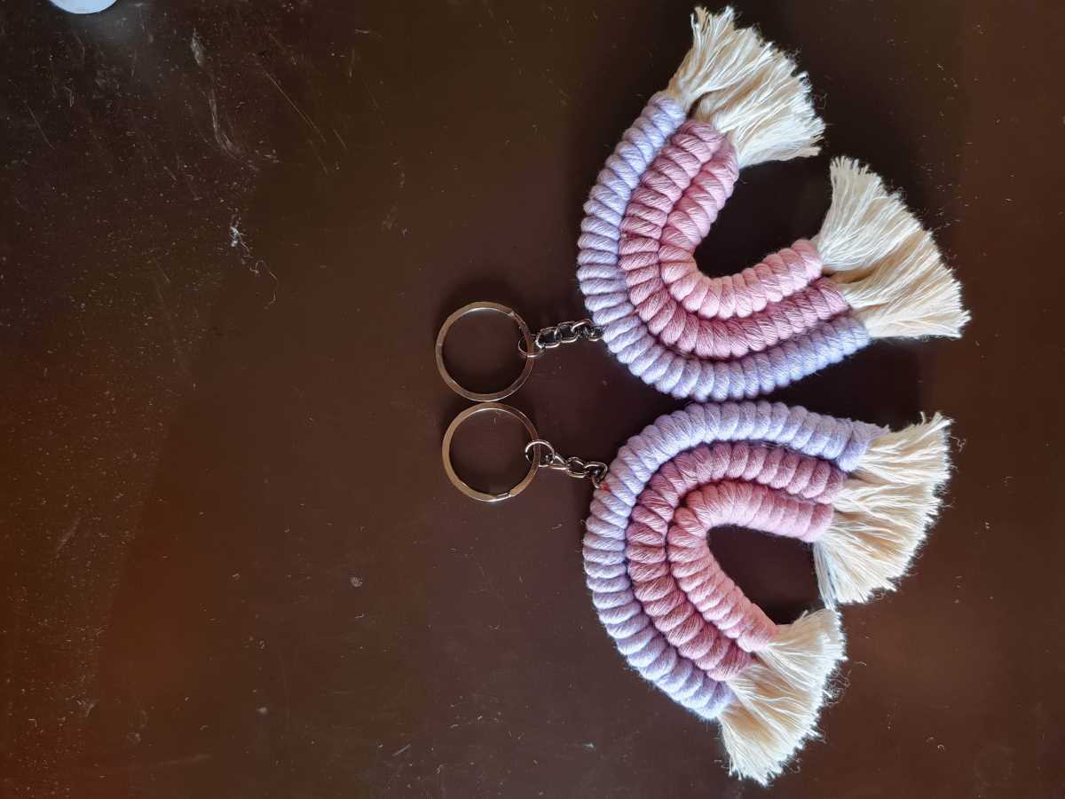 Handmade Macrame Rainbow Keyring