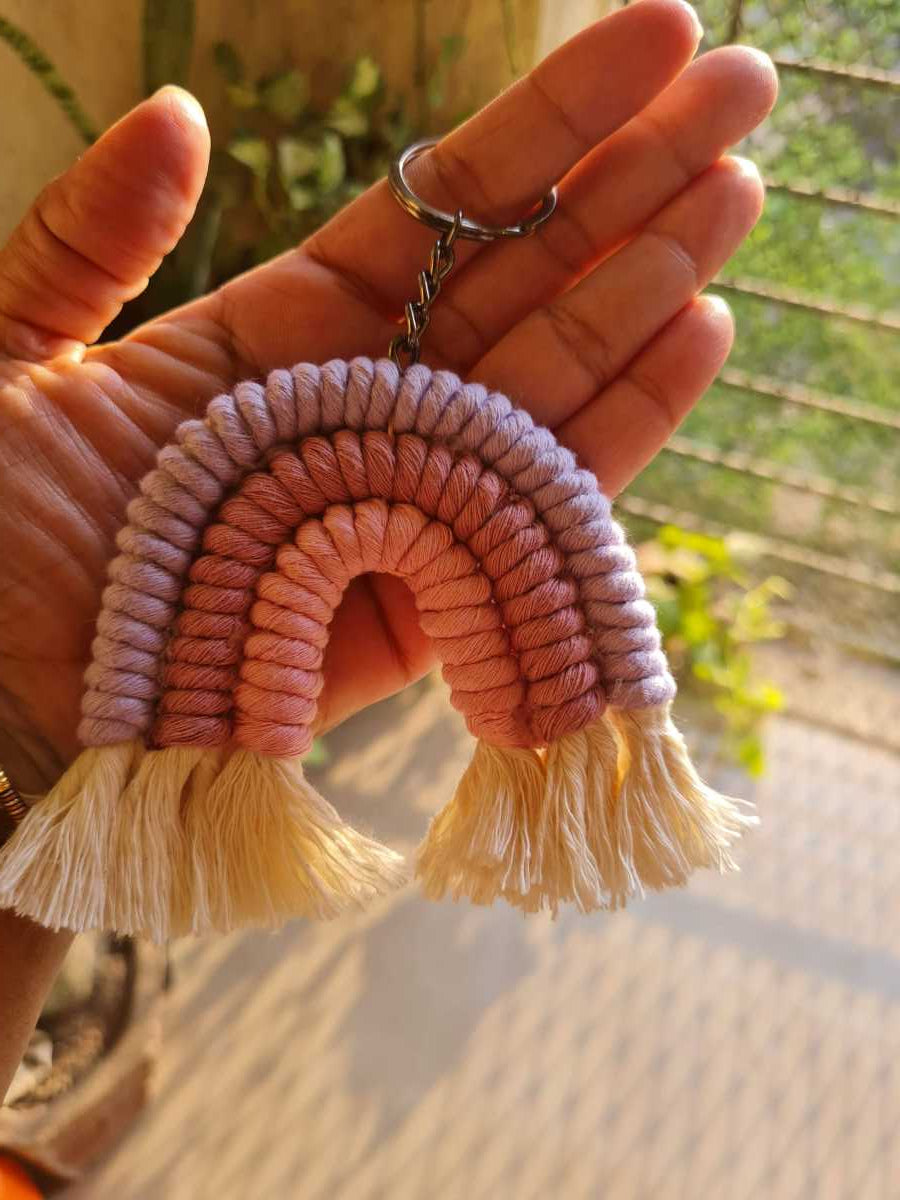 Handmade Macrame Rainbow Keyring