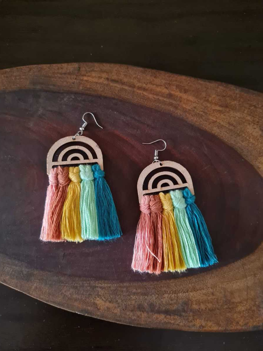 Macrame Rainbow Earrings