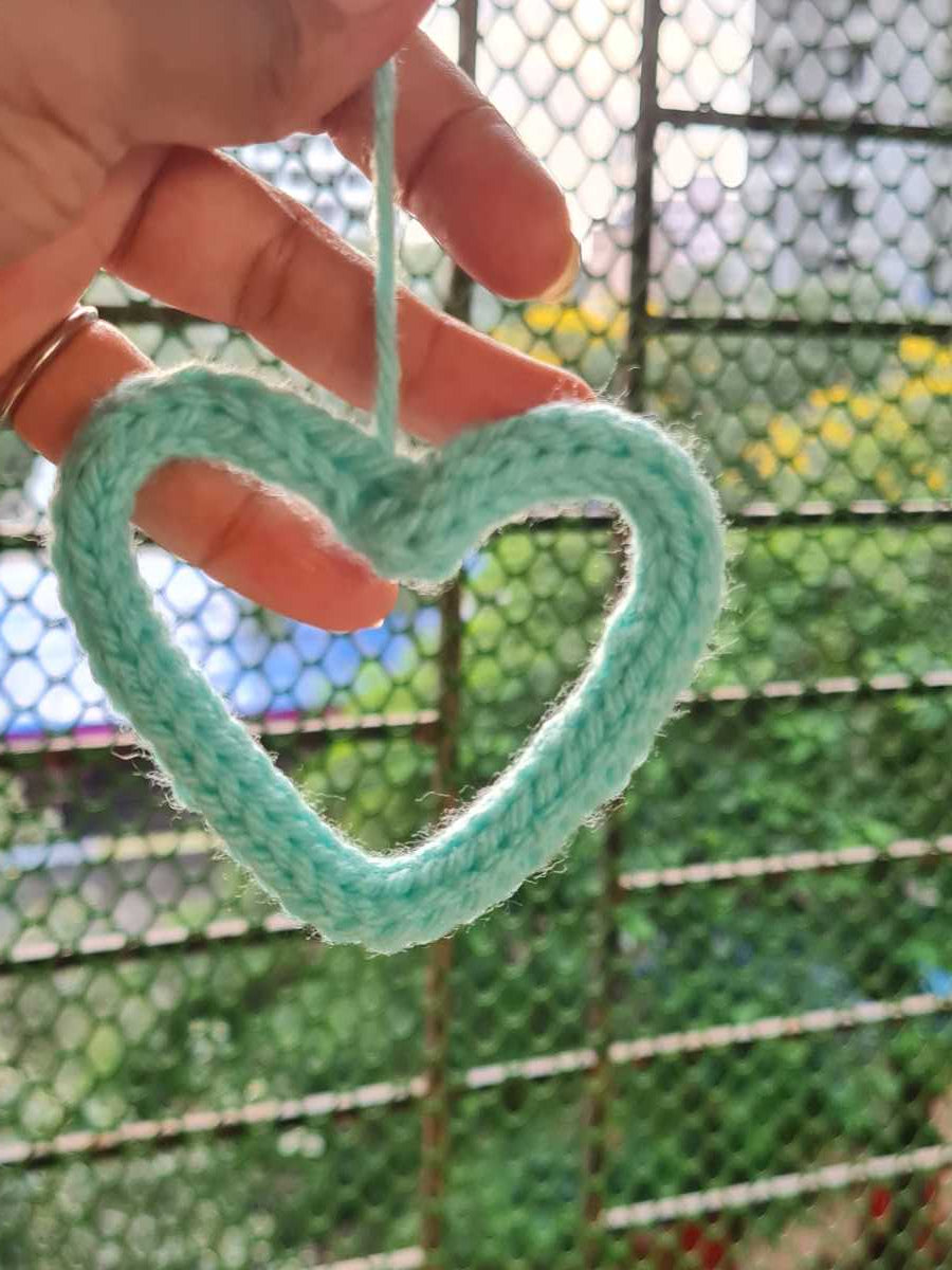 Crocheted Heart Shaped Keyring