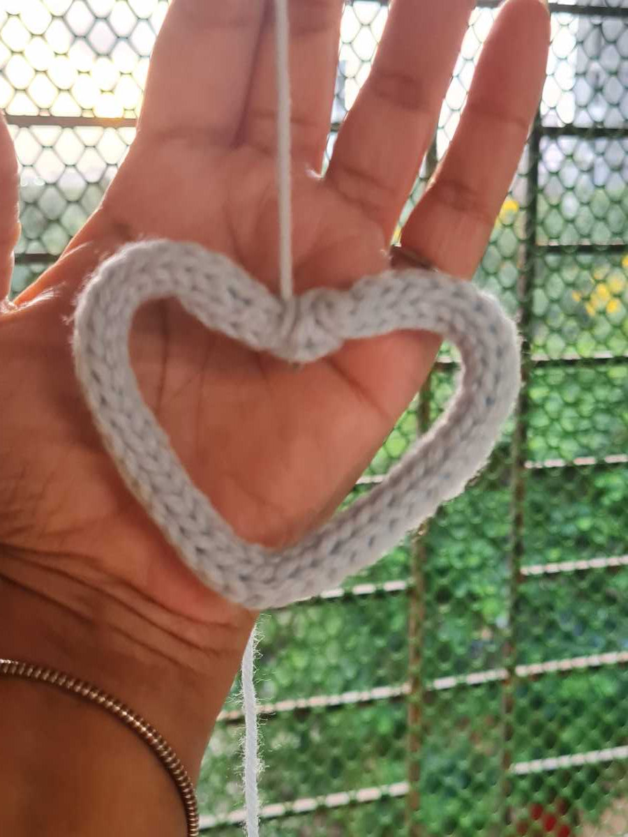 Crocheted Heart Shaped Keyring