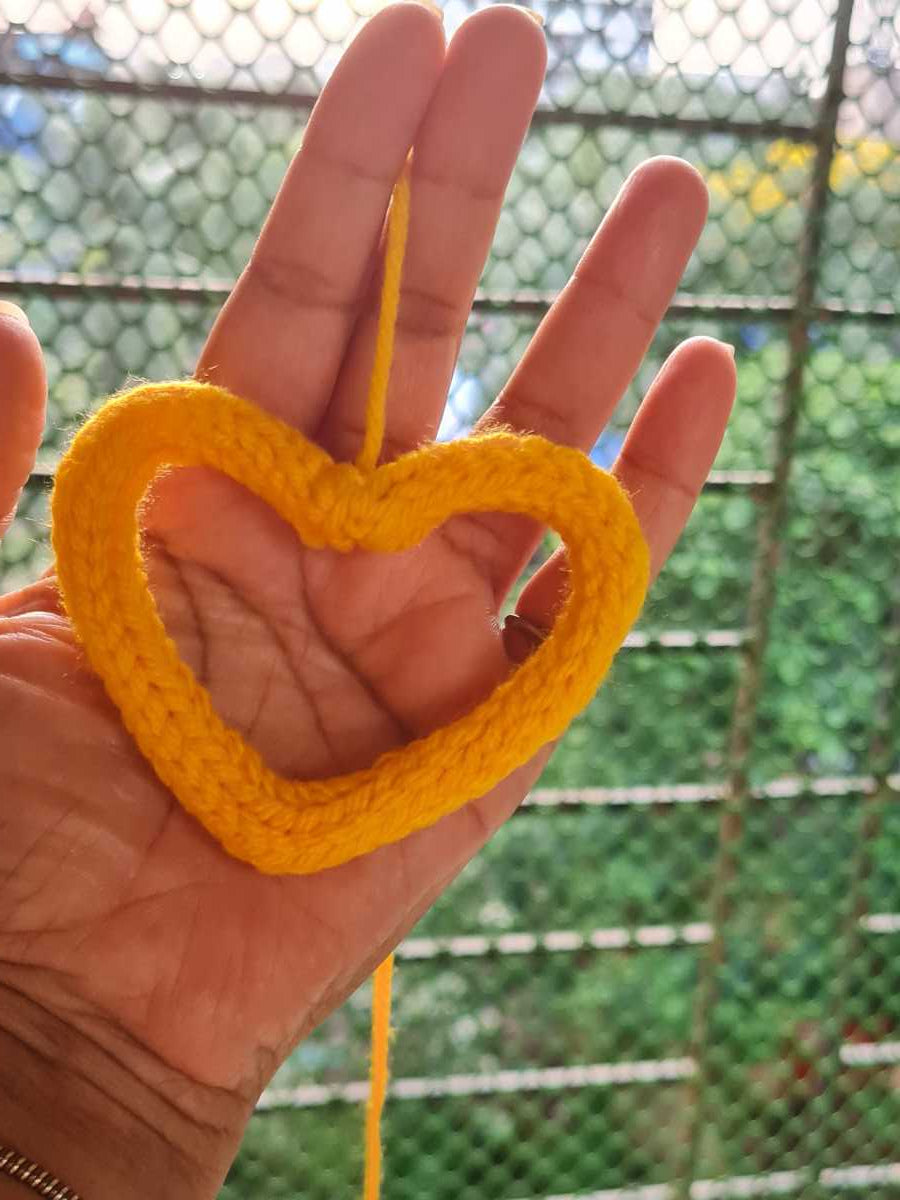 Crocheted Heart Shaped Keyring