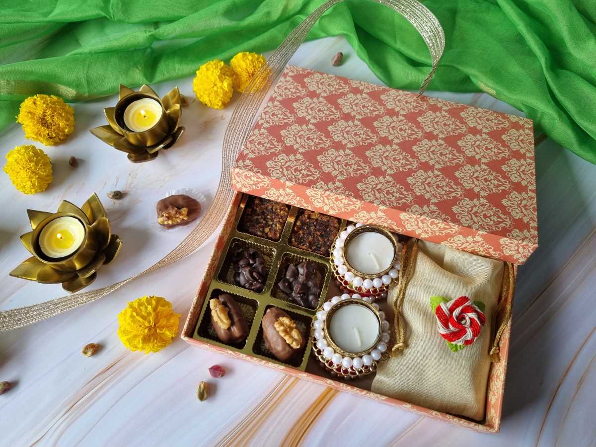 Diwali Hamper in Peach Rigid Hard Box