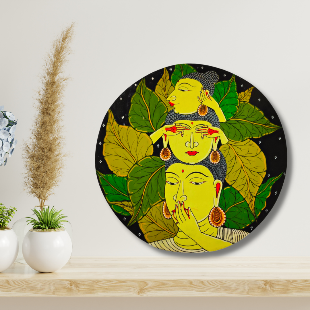 Hand-Painted Pattachitra Buddhas Wall Plate