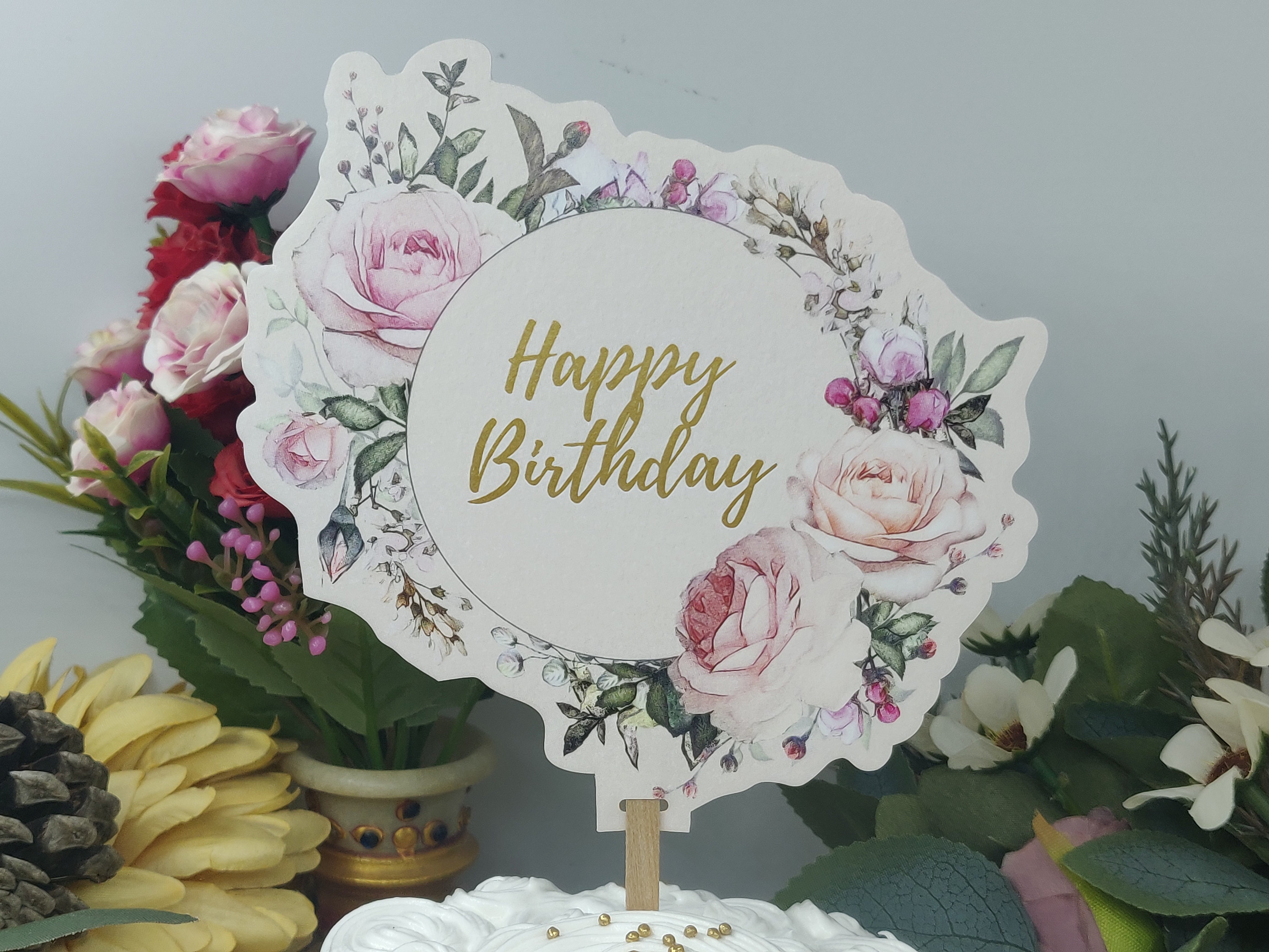 Circle Ivory Birthday Cake Topper (Pack of 3)