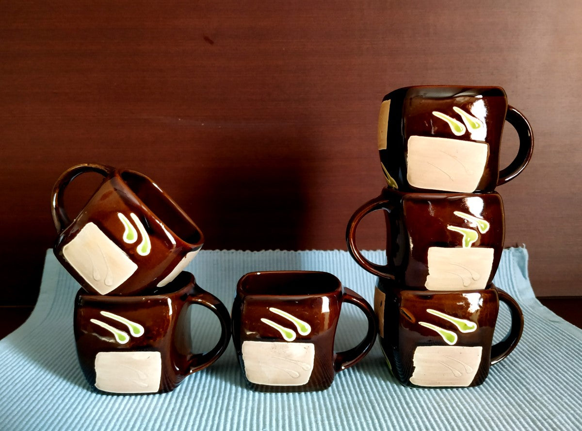 Chocolate Square Series - Cups, Mugs & Saucers | Set of 6 Cups