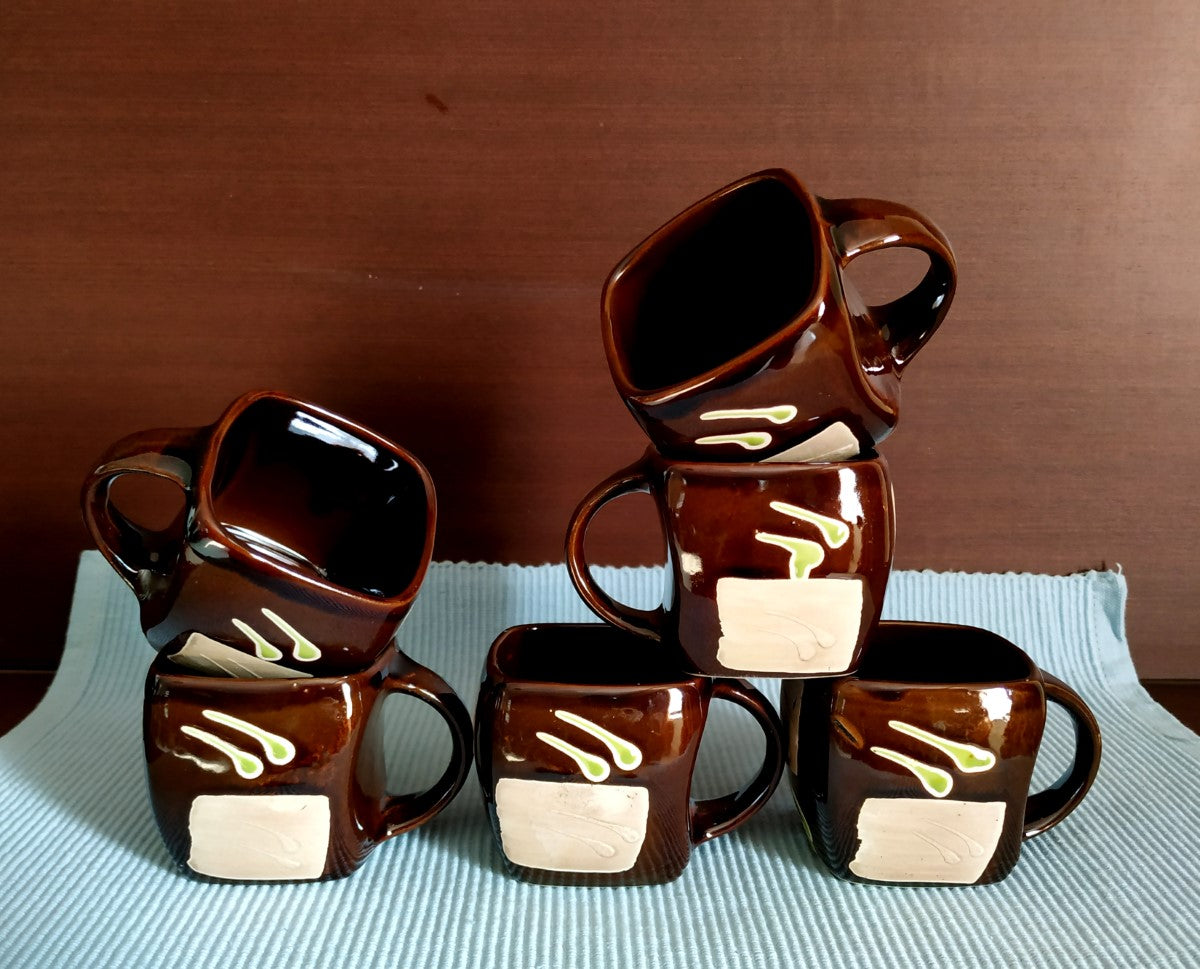 Chocolate Square Series - Cups, Mugs & Saucers | Set of 6 Cups