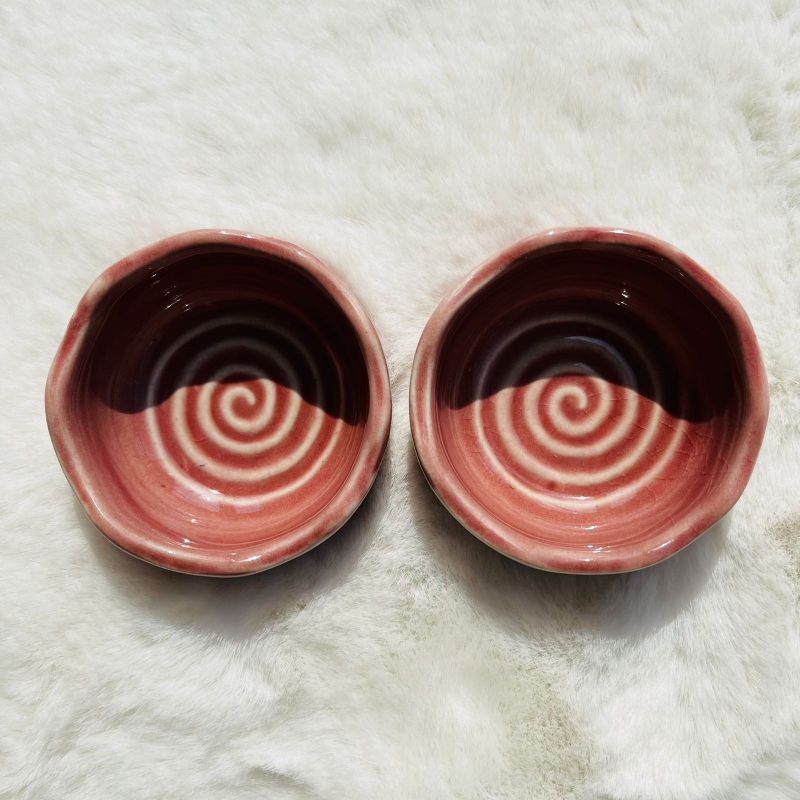 Ceramic Swirl Dip Bowls (Pink/Blue)