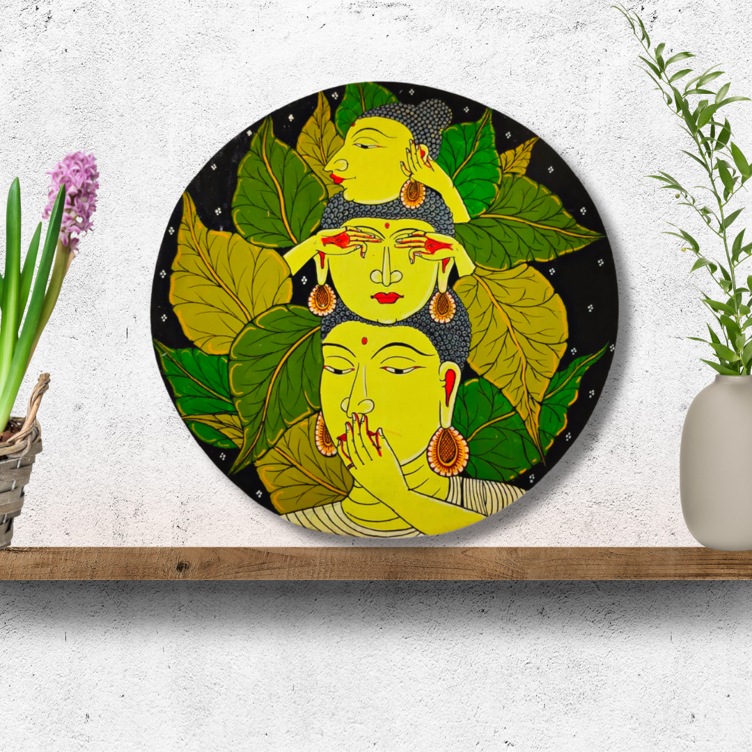 Hand-Painted Pattachitra Buddhas Wall Plate