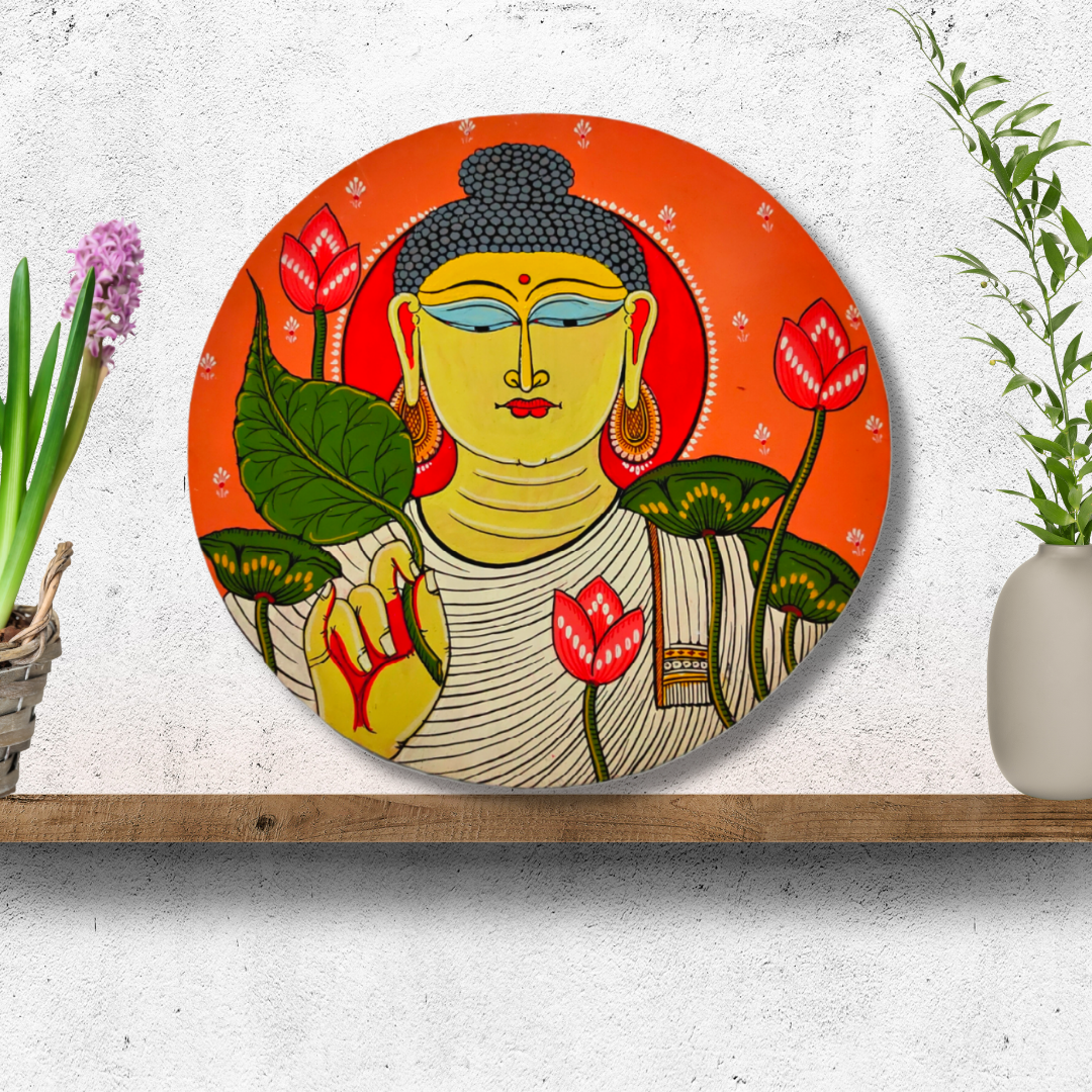 Hand-Painted Pattachitra Meditative Buddha Wall Plate