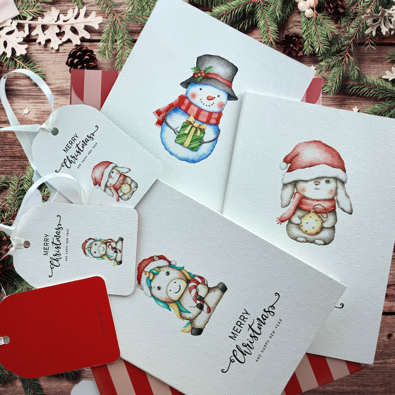 Red Assorted Christmas Greeting Cards (Set of 3)