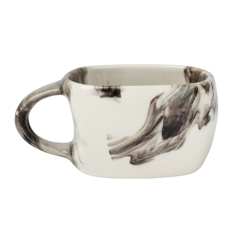 White & Grey Ceramic Tea Cups (Set of 6)