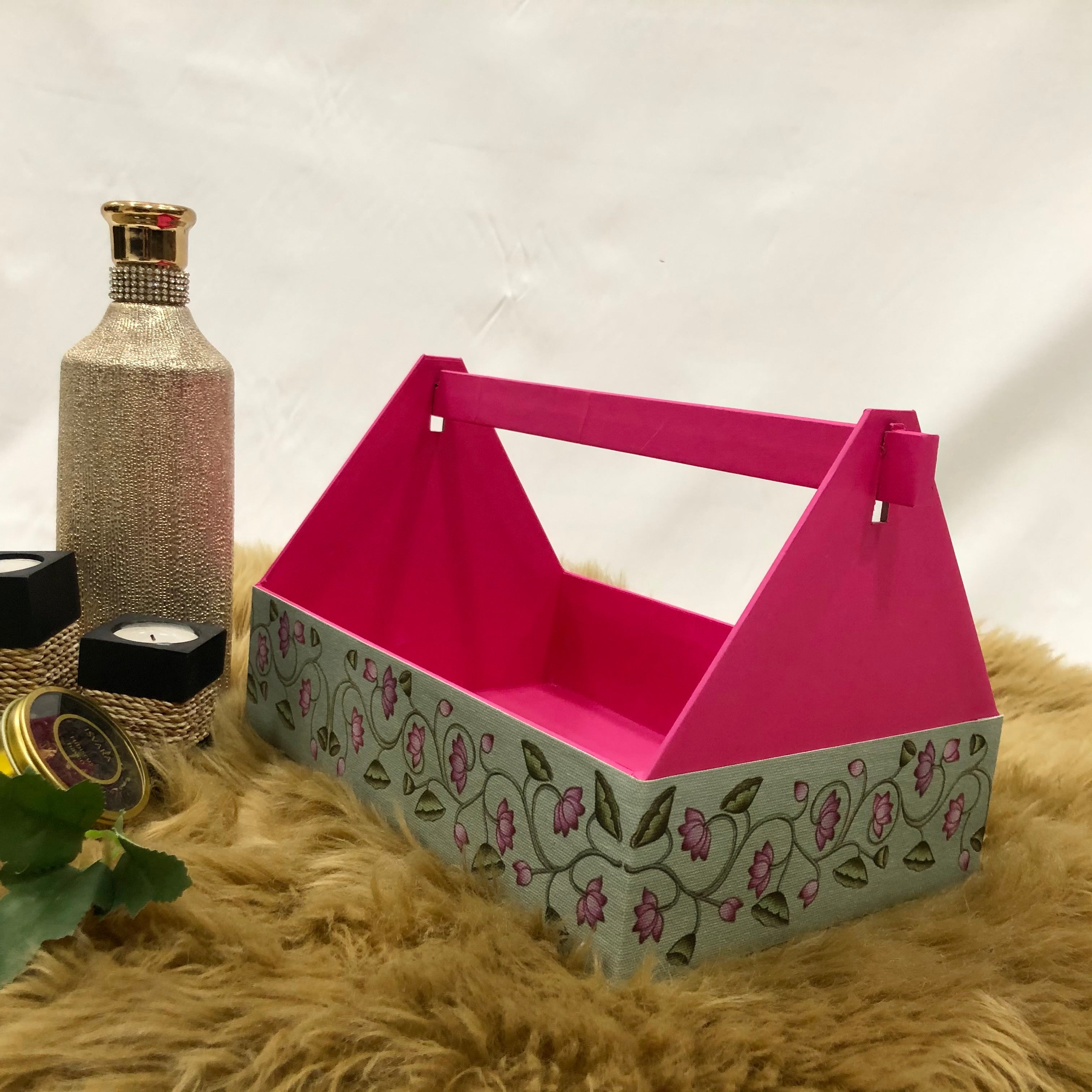 Garnet Green Pichwai Hamper Basket