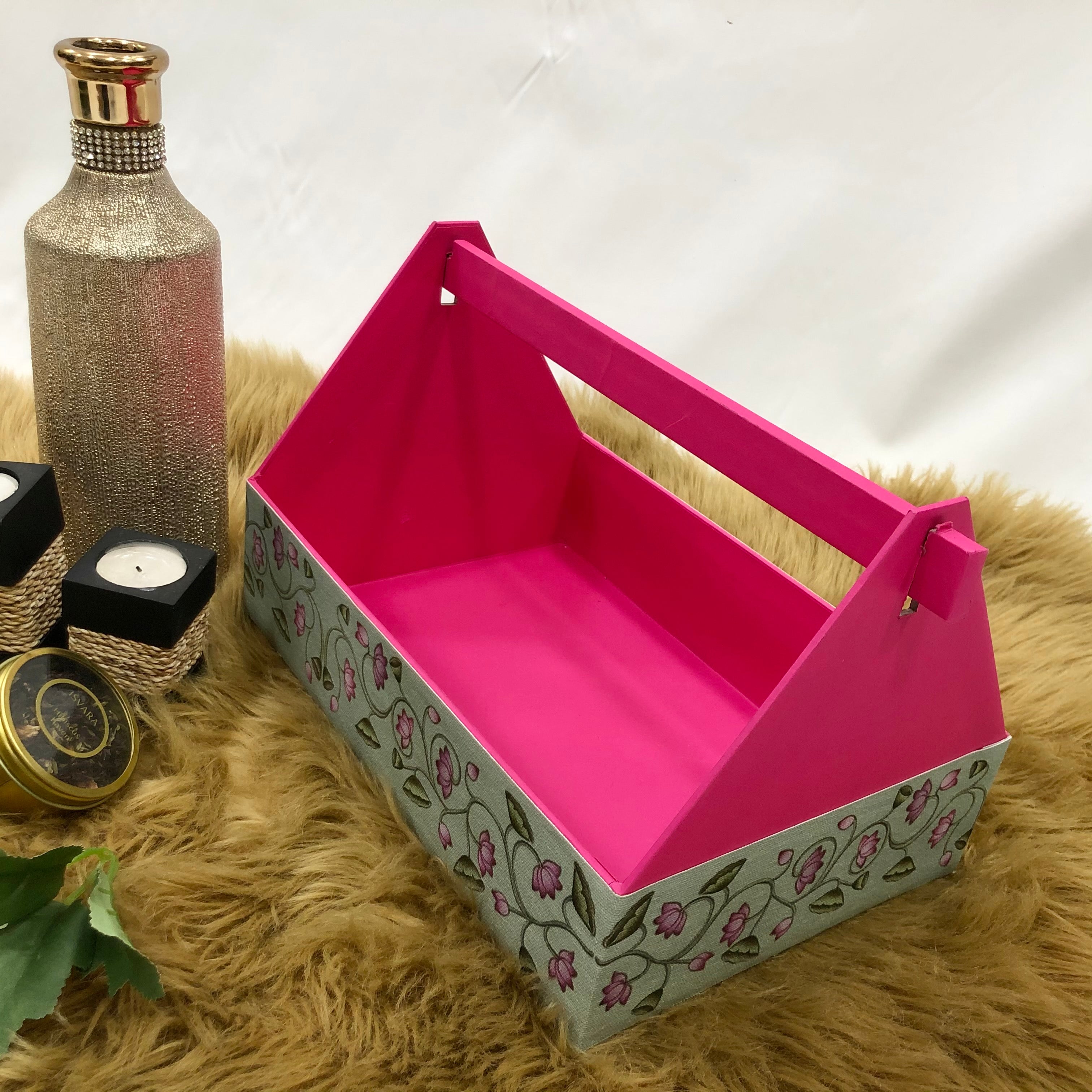Garnet Green Pichwai Hamper Basket