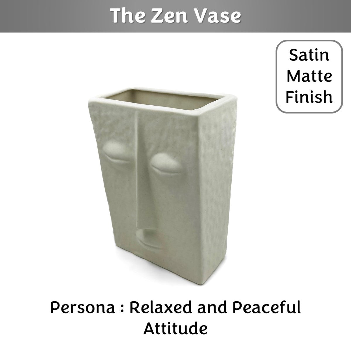 White Satin Zen Face Vase