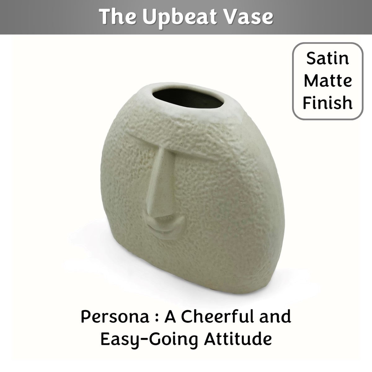 The Upbeat Face Vase (White, Satin Matte Finish)