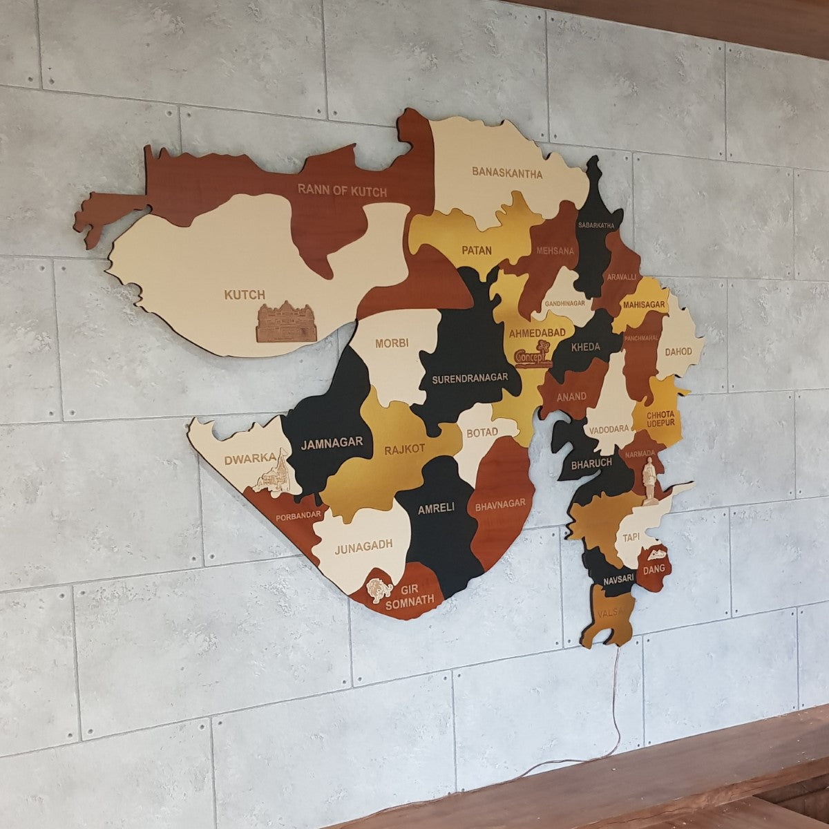 Exclusive Multicolored Gujarat Map