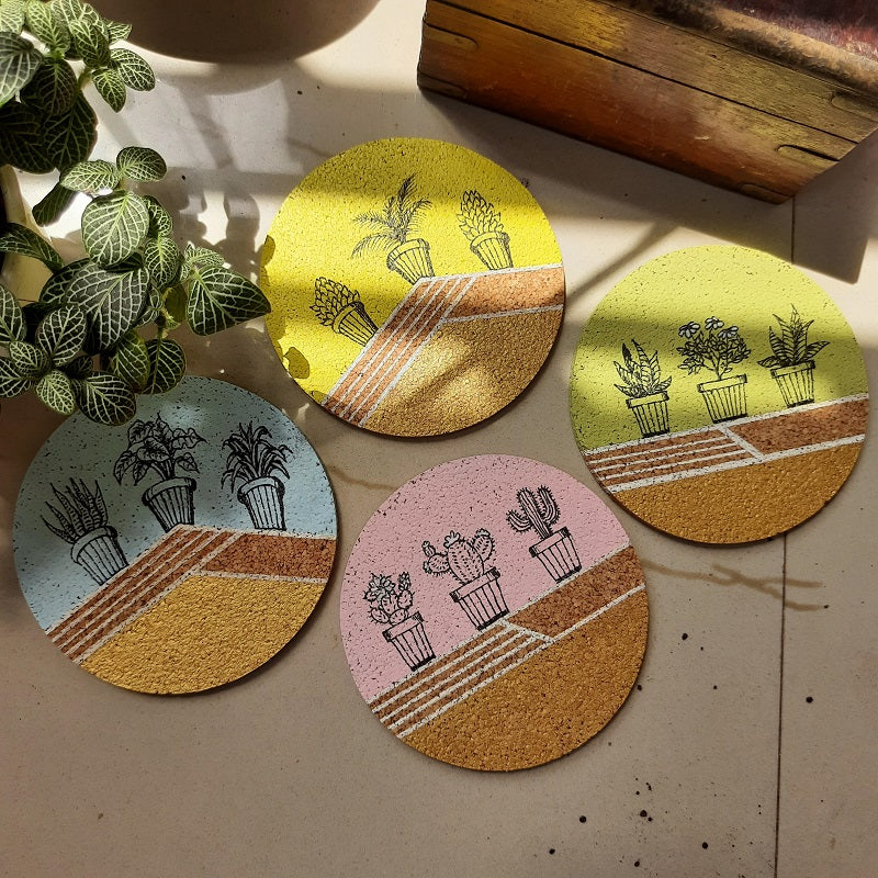 Potted Plants Cork Coasters (Set of 4)