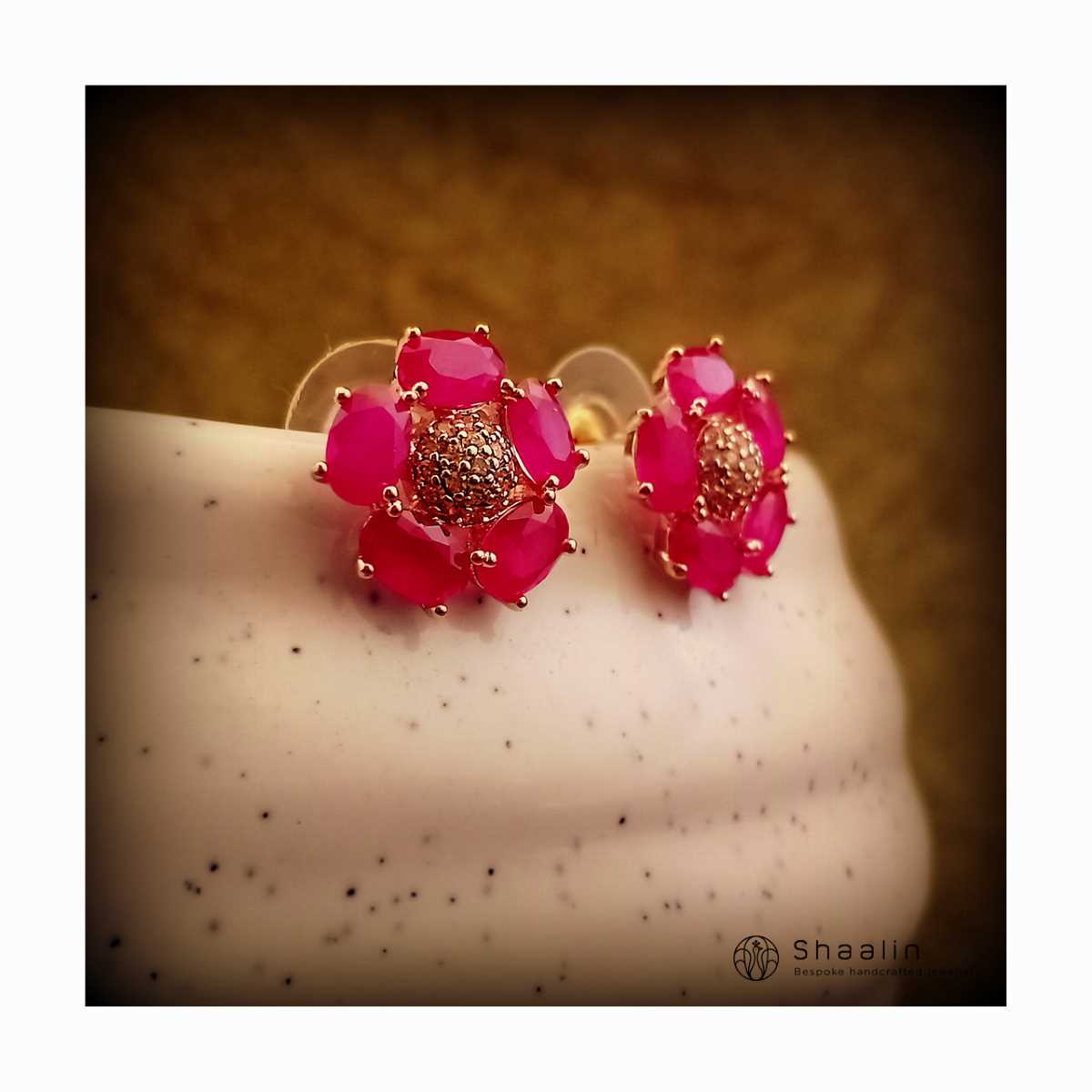 Floral Ruby Studs