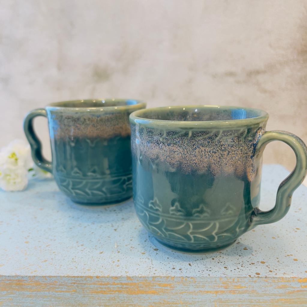 Teal Green Luxury Tea Cups (Set of 2)