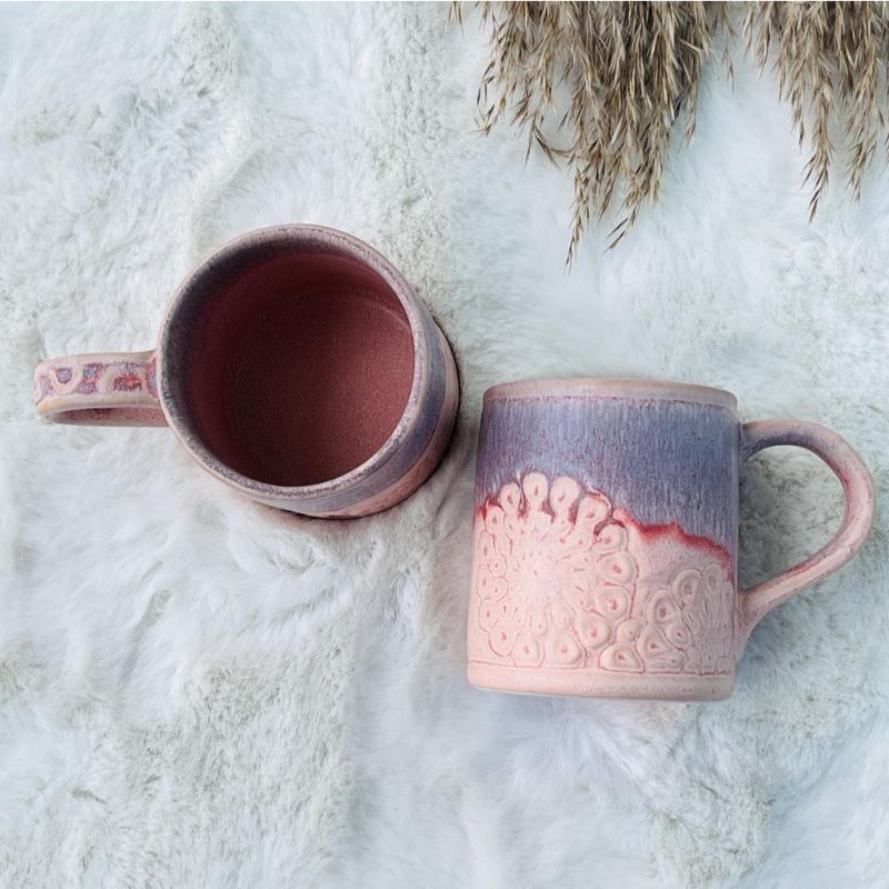 Large Flower Embossed Mugs