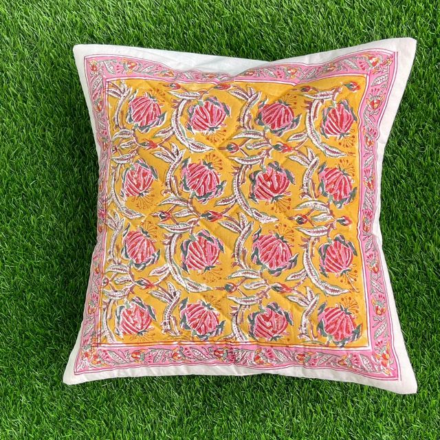 Hand Block Printed Quilted Cushion Covers (Set of 5)