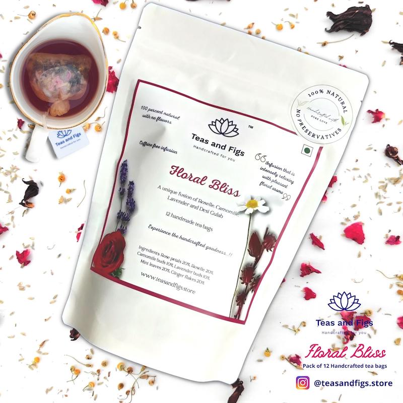 Floral Bliss Handcrafted Tea Bags (Pack of 12)