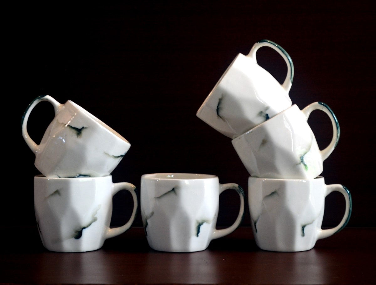 Designer Ceramic Tea Cups | Set of 6 Cups