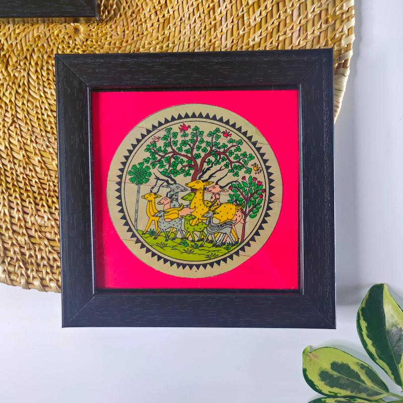 Deer & Jungle Hand Printed Coasters (Set of 2)