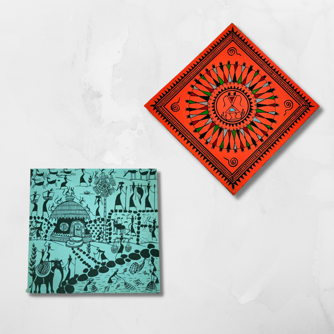 Saura Tribal Wall Plates (Set of 2)