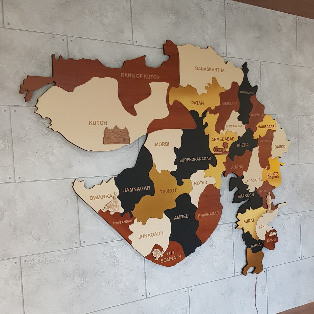 Exclusive Multicolored Gujarat Map