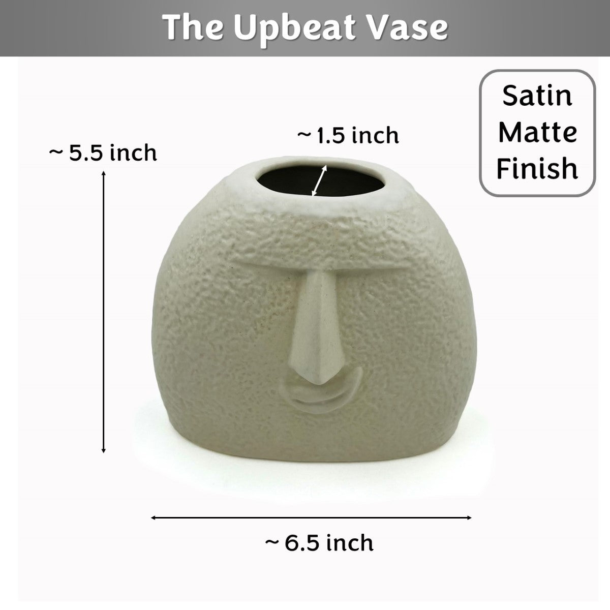 The Upbeat Face Vase (White, Satin Matte Finish)