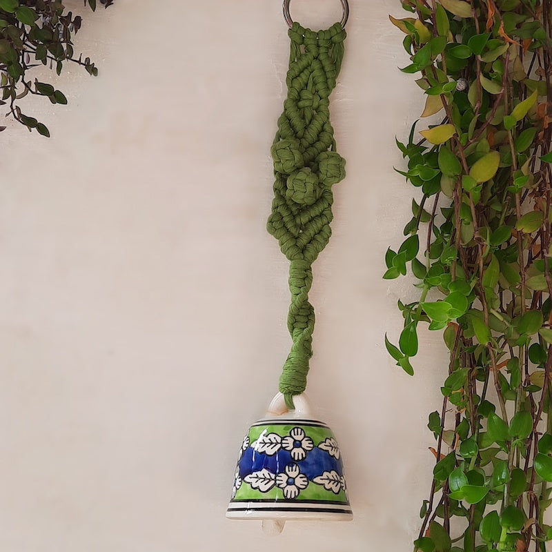 Ceramic Bell with Macrame Hanging
