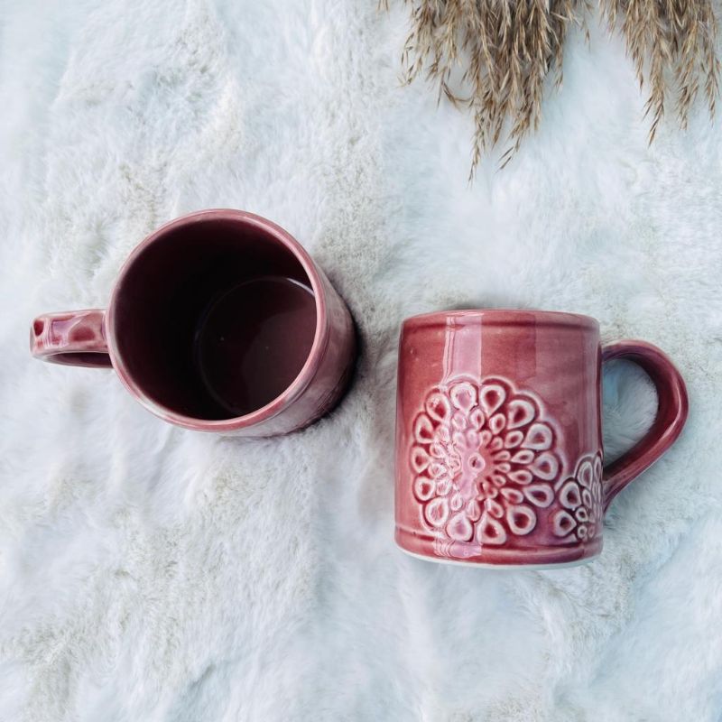 Large Flower Embossed Mugs