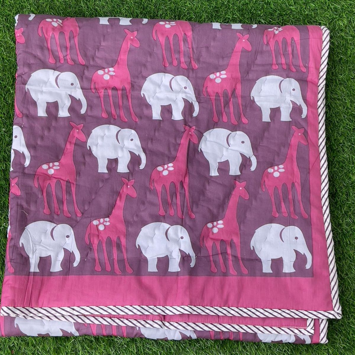 Purple & Pink Animal Mulmul Baby Quilt