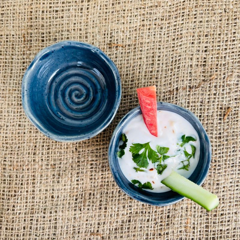 Ceramic Swirl Dip Bowls (Pink/Blue)