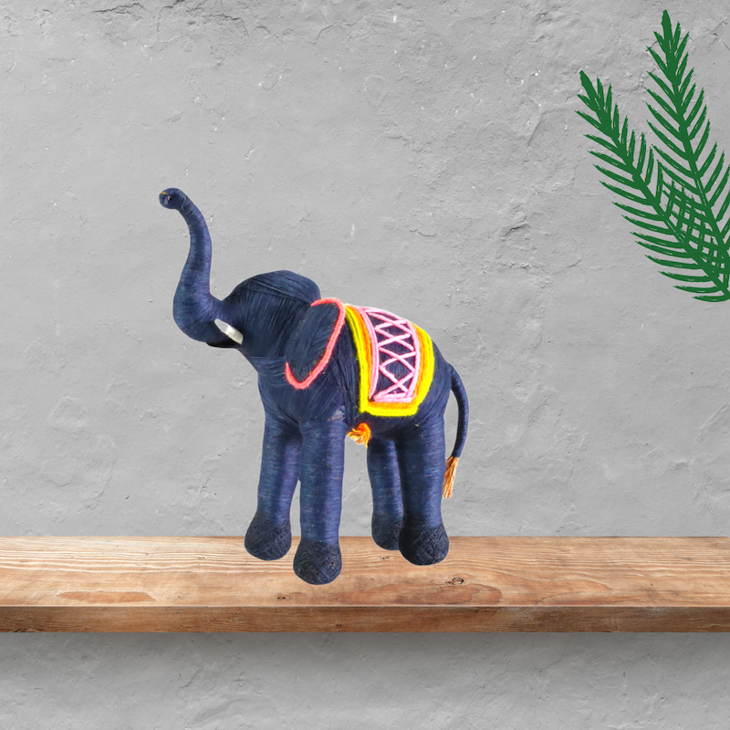 HandCrafted Coir Deep Blue Elephant | Ecofriendly & Sustainable Décor
