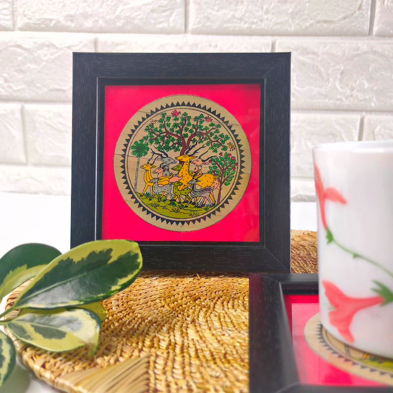 Deer & Jungle Hand Printed Coasters (Set of 2)