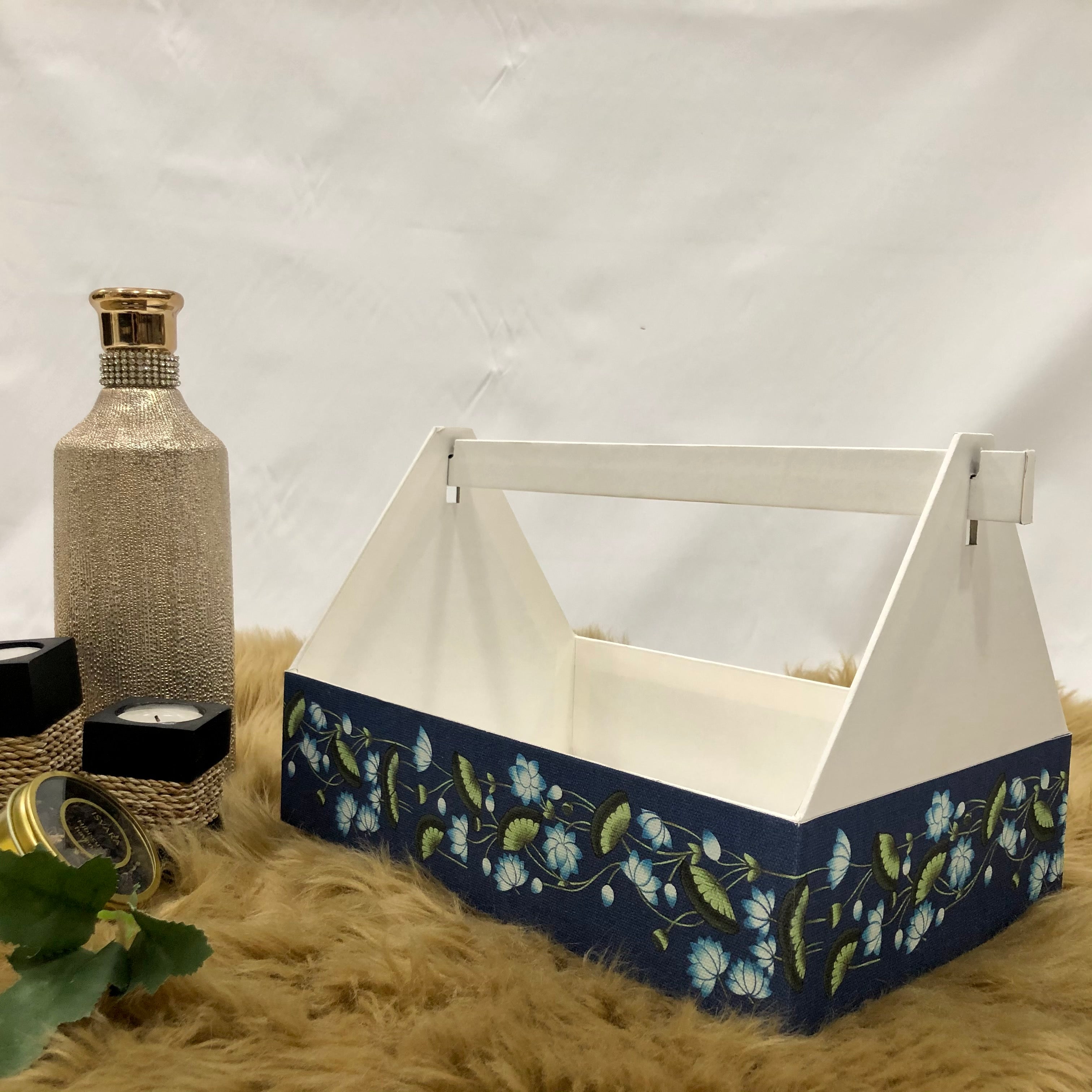 Pearl Blue Pichwai Hamper Basket
