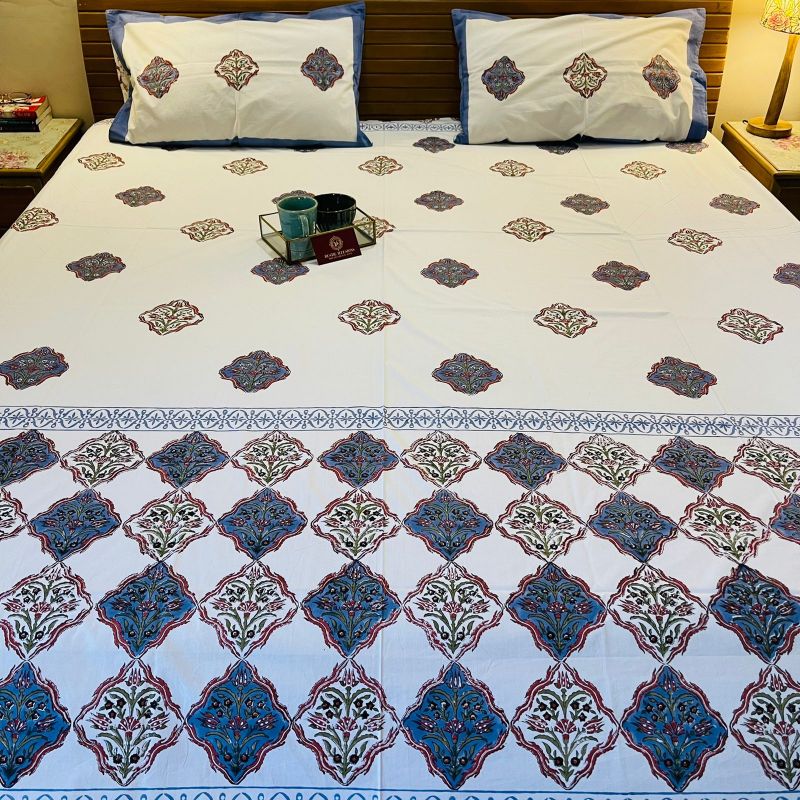 Navy Mughal Premium Cotton Bedsheet