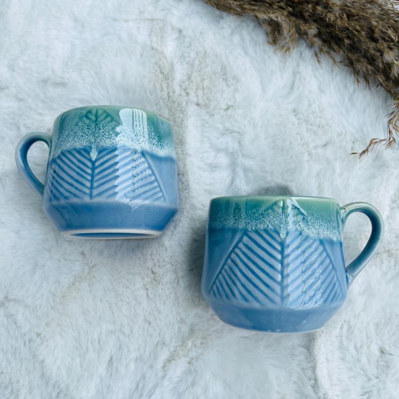 Leaf Embossed Tea Cups
