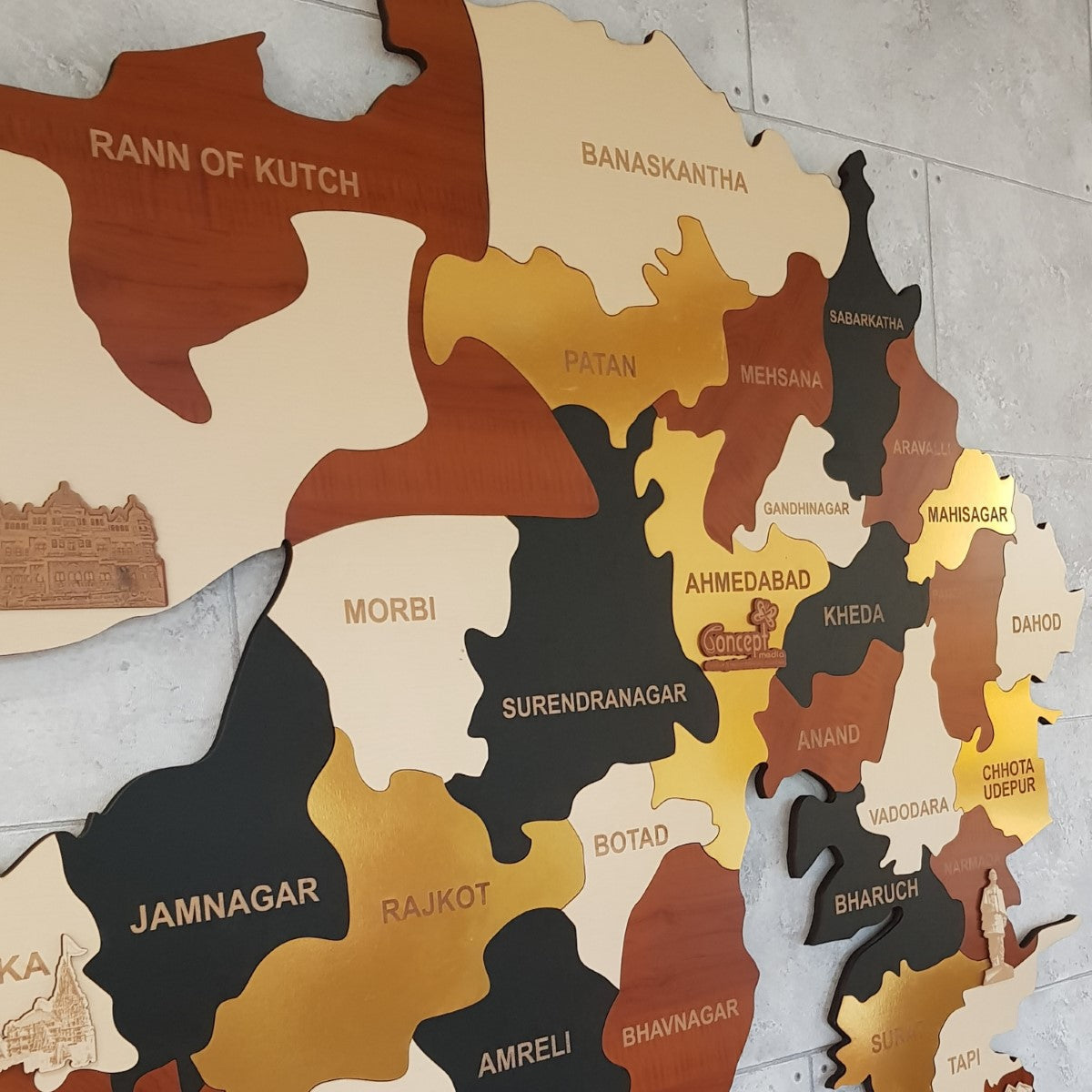 Exclusive Multicolored Gujarat Map
