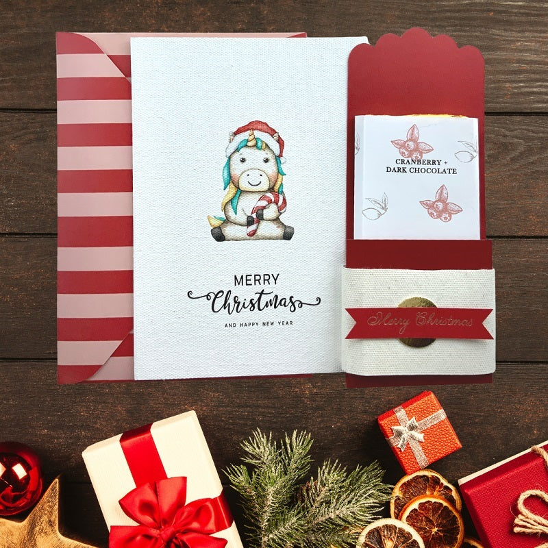 Milk Chocolate with Unicorn Christmas Card