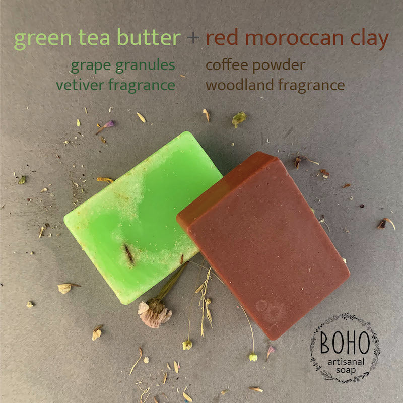 Green Tea Butter & Red Moroccan Clay Soap Combo